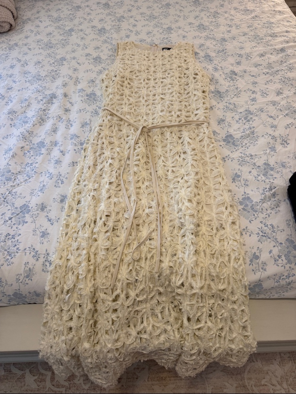 Ina Cream Crochet Maxi Dress with Waist Tie